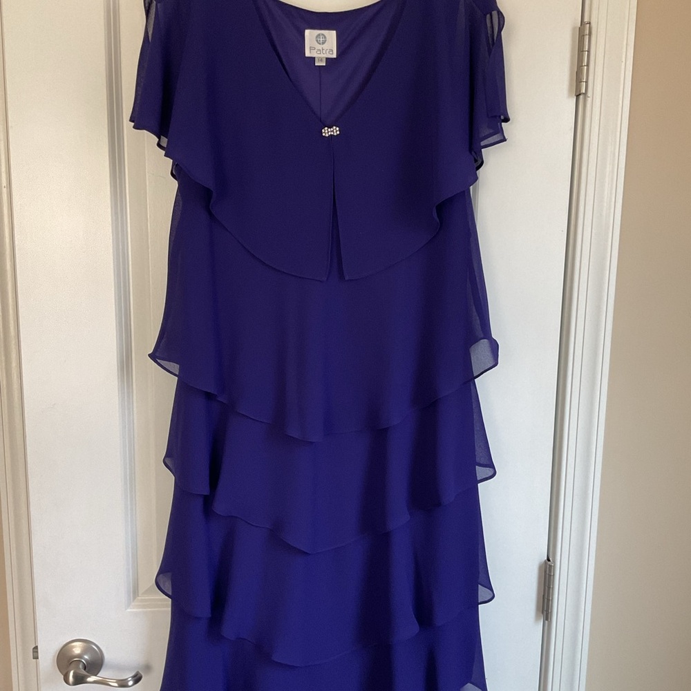 Patra Royal Blue Asymmetrical Layered Dress